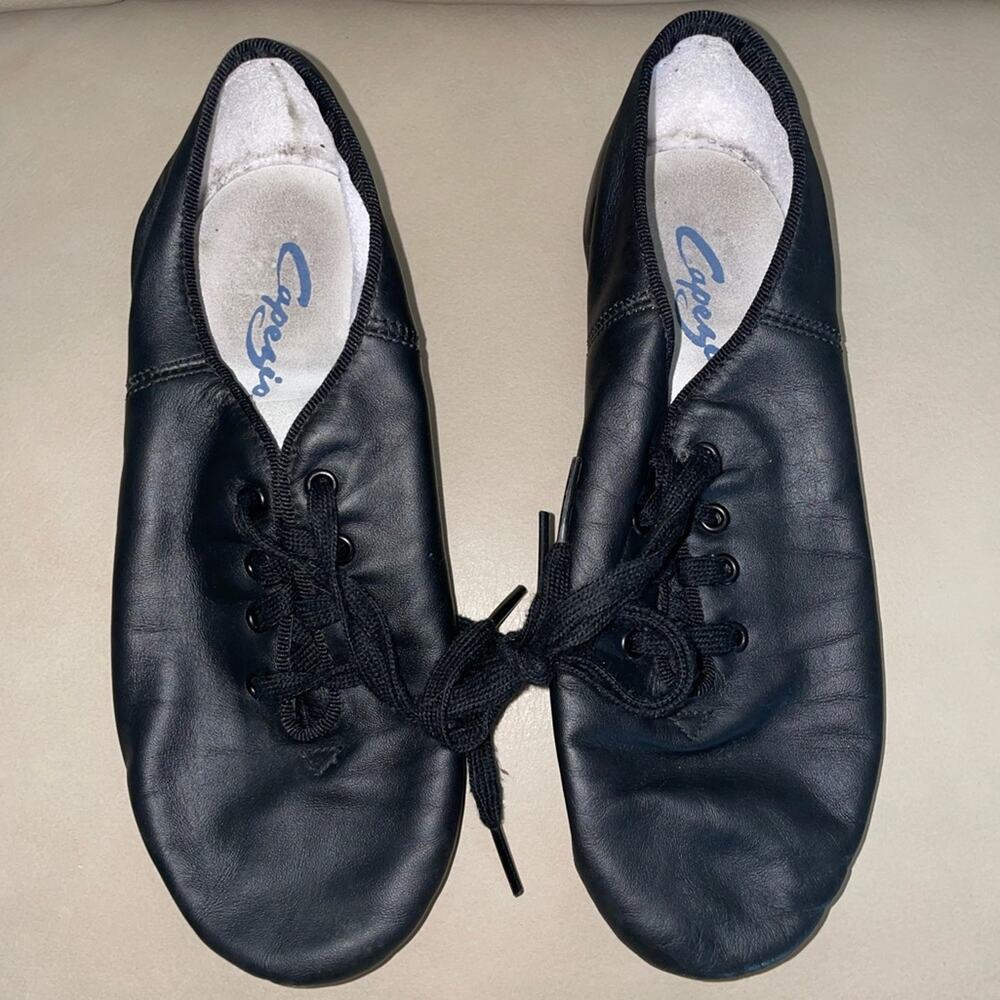 Capezio Black Leather E-Series Jazz Oxford Dance Shoes | Size 6M Adult